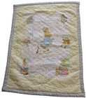 Vintage 1980s Beatrix Potter Peter Rabbit Baby Quilt Handmade Easter Gift