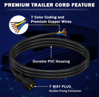 Cable Remolque 7 V  as 8 Pies Arn  s El  ctrico 7 Pines Para Rv Camper Trailer