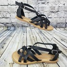 Rampage Myra Gladiator Sandals Womens 6 Black Strappy Memory Foam Flat 390005