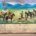 Antique 1915 Mexican Tin Ex Voto Retablo Bandits Saint Anthony Folk Art Framed
