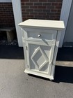 Vtg Farmhouse Chest Nightstand Station White Side Rustic End Table Shelf Drawer