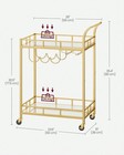 2   shelf Mirrored Bar Cart With Wine   Glass Holders Serving Cart For Home