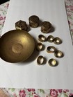 Vintage Brass Collection - Decorative Bowl  Lidded Boxes  And Napkin Rings Set