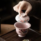 Pink Ru Kiln Flower Cat Gaiwan Tea Tureen Tea Cup Tea Maker Kung Fu Tea Set
