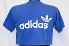 Vintage 80s Adidas Trefoil Logo Sportswear 2 Sided Blue Half T-shirt Medium M