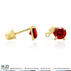 14k Solid Yellow Gold Round Cut Garnet Elephant Baby Screwback Stud Earrings