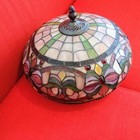 Tiffany Style Stained Glass Lamp Shade Butterfly Floral Design Vintage