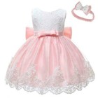New Pink Baby Princess Girls Dress Christening Lace Wedding Party Kids Clothes