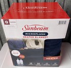 Sunbeam Electric Heated Blanket Queen 90 X 84 Navy Microplush