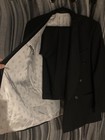 Masterhand Men s Black Tuxedo Suit 2pc 100  Wool Satin Shawl Lapel 44l W37 L30