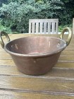 Vintage Hammered Copper Pot With Brass Handles