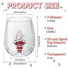 4 Pcs 12oz 3d Crystal Stemless Wine Glass Cup With Christmas Tree Santa Snowm   