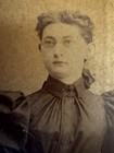 Antique Cabinet Card Woman Large Le-of-mutton Sleeves Victorian Fashion C1895
