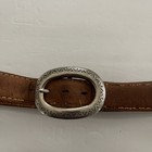 Scots Saddle Vintage Leather Belt Brown Silver Tone Oval Buckle Size 28