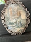 Vintage Our Lady Of Fatima Oval Frame Wall Hanging Catholic Virgin Mary Italy