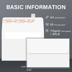 White Invitation Paper Envelope A4 4 25 x6 25  Self Seal For 4x6 Card Photo 50pk