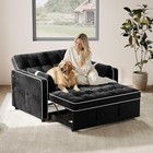3 In 1 Convertible Sleeper Sofa Bed  Velvet Pull Out Futon Couch