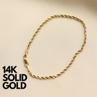 14k Yellow Gold 10  Solid D c Rope Link Chain  Bracelet Anklet 1 8 Mm 2 5 Grams