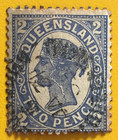 Rare 1897-1908 Queensland Australia 2d Used Feature Facial Flaw Sg 234a A5076