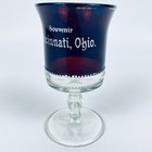 Vintage Ruby-stained Souvenir Pressed Glass Cincinnati Ohio Mini Stemmed Goblet