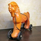 Big Toy Horse On Wheels - Riding Toy - Red Horse - Vintage - Plastic