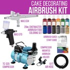 2 Airbrush Cake Decorating Compressor Kit  12 Color Chefmaster Food Coloring Set
