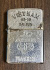 Zippo Viet Nam 68-69 Vietnam War Military Silver Oil Lighter Used Metal Case