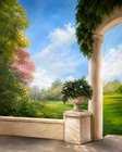 Pro 10 x20  Muslin 100   Painted Serene Garden Photo Backdrop Background 45-455