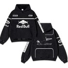 Retro White Red Racing Black Washed Hoodie  Motorsport Inspired Apparel