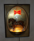 Vintage 1960s Budweiser Beer Clydesdale Bubble Dome Horse Lighted Sign Large