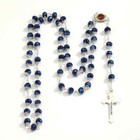 Vintage Relic Rosary From Jerusalem Blue Crystal Beads Holy Land Free Shipping