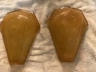 Pair  Antique Art Deco Amber Glass Slip Shades 7 3 8  Chandelier Sconces 1930s