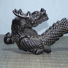 Chinese Natural Ebony Hand-carved Exquisite Dragon Statue Ornament 5162