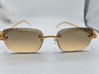 Cartier Diamond Cut Light Brown Frameless Lens Gold Frame