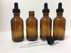 2oz Amber Glass Bottles For Essential Oils With Glass Eye Dropper - Pack Of 4