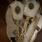 Vintage Matson Ormolu Vanity Set   Gold-tone Vanity  Tray  Mirror  Brush   Comb