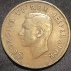 1938 South Africa 1 Penny Bronze Coin - Vf   very Fine  Condition