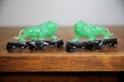 Vintage Lion Figurines Mcm Stand Jade Green Plastic Sculpture Mid Century