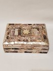 Vtg Mother Of Pearl Abalone Hinged Trinket Jewelry Vanity Box 5  X 3 5  X 1 3 4 