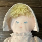 Vintage Eden Pink Cloth Baby Doll Bonnet Floral Dress Yarn Hair Painted Face 16 