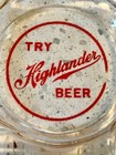 2   Vintage Highlander   Light Olympia Beer Ashtray Lot - Round   Square Glass