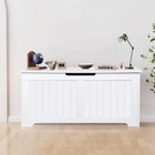 Wooden Storage Chest  39 4 Inch Bench Trunk With Flip Top Lid And 2 Safety Hinge