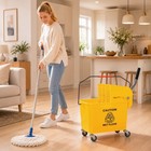 Compact Mop Bucket With Wringer On Wheels 21 Quart Yellow