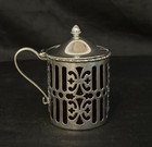 Gorham Sterling Silver Reticulated Mustard Pot With Cranberry Glass Insert