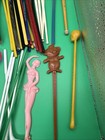 Mixed Lot Of 80  Plastic Swizzle Stir Sticks Skewers Restaurants Bars Vintage