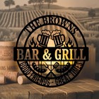 Personalized Family Bar And Grill Metal Sign  Custom Outdoor Bbq Decor