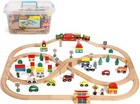 Wooden Train Set 100 Piece All In One Wooden Toy Train Tracks Set With Magnet   