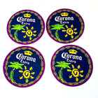Set Of 4 Corona Extra Coasters Tiki Bar Palm Tree Sun Sports Vacation New Blue