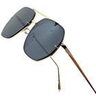Dark Black Lens Sunglasses Men s Fashion Forward Gold Frame Street Wear Trendy