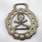 Brass Horse Medallion Vintage English Pirate Skull Cross Bone Half Moon Harness